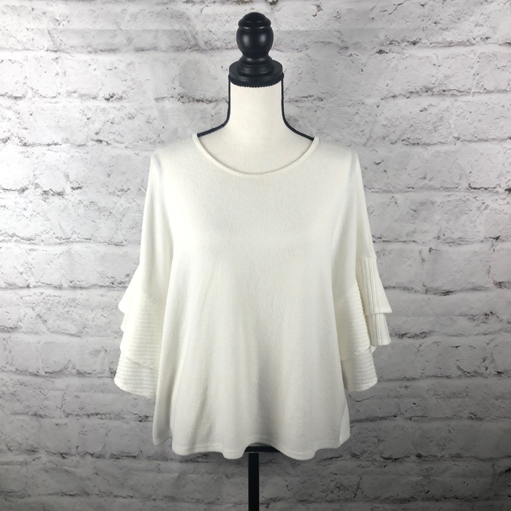 NWOT William Barry Cream Sweater Blouse Sz L